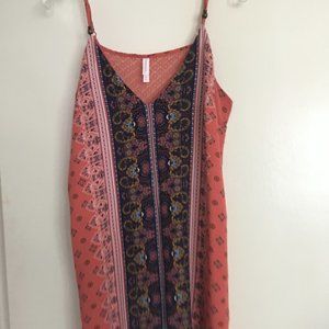 Coral and Navy Paisley Mini-Dress
